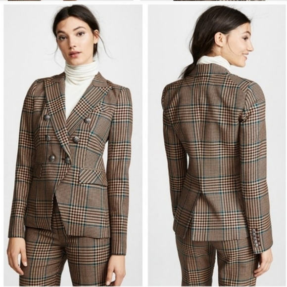 Veronica Beard Miller Plaid Wool Houndstooth Dickey Jacket Blazer Size 2 Celeb - Picture 3 of 13
